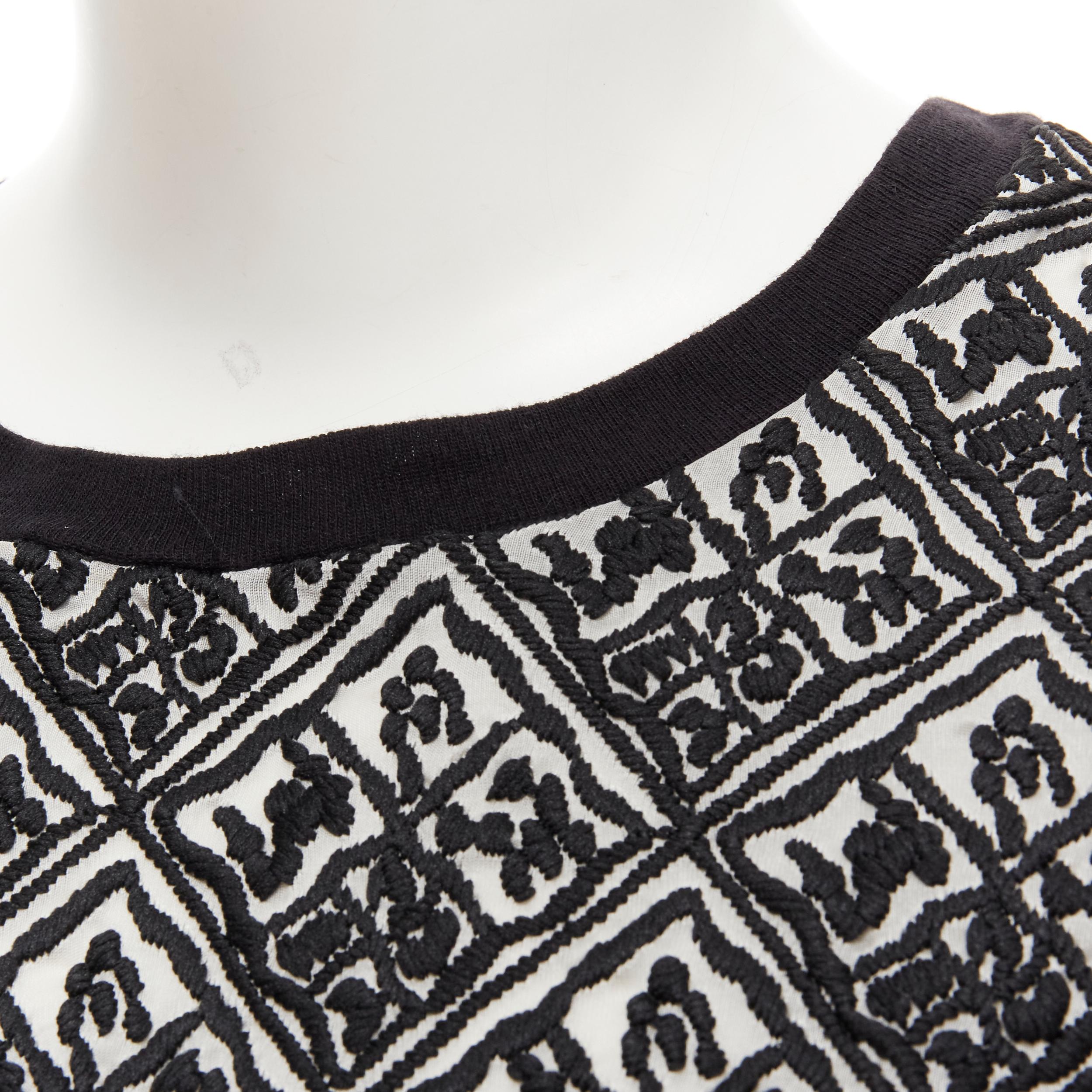 GIAMBATTISTA VALLI - Robe t-shirt en coton noir à motifs géométriques et jacquard sur le devant XXS en vente 2
