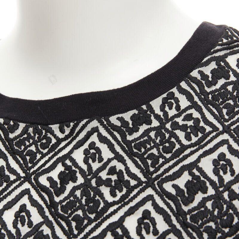 Giambattista Valli: abito t-shirt in cotone nero con motivo jacquard geometrico XXS in vendita 2