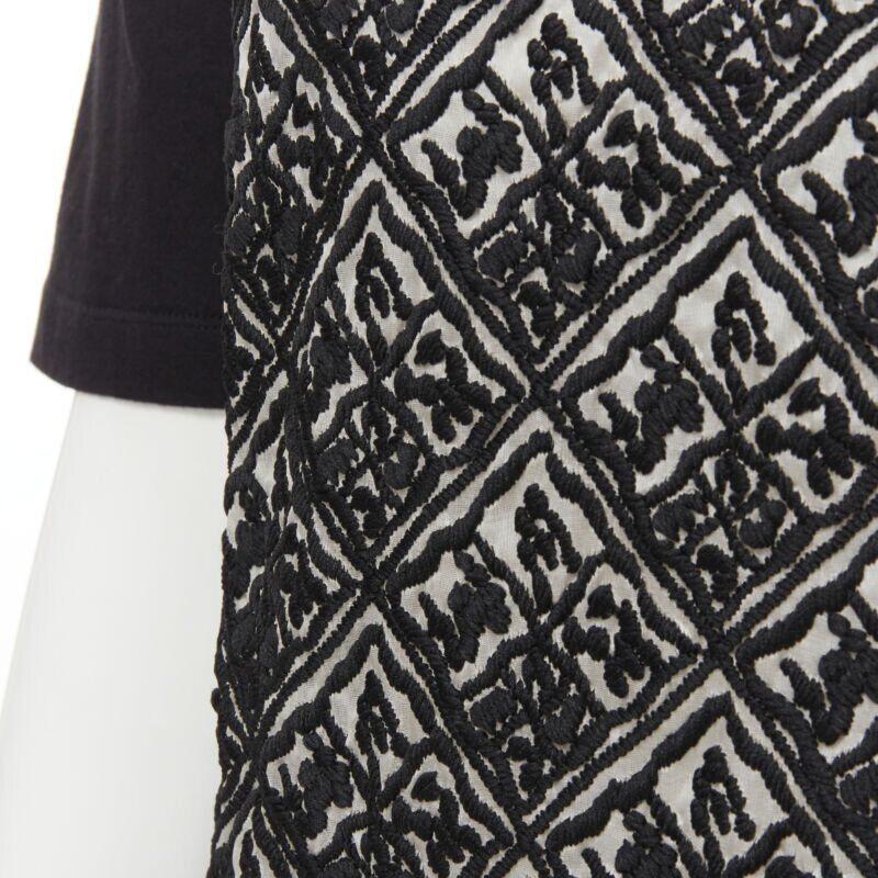 Giambattista Valli: abito t-shirt in cotone nero con motivo jacquard geometrico XXS in vendita 3