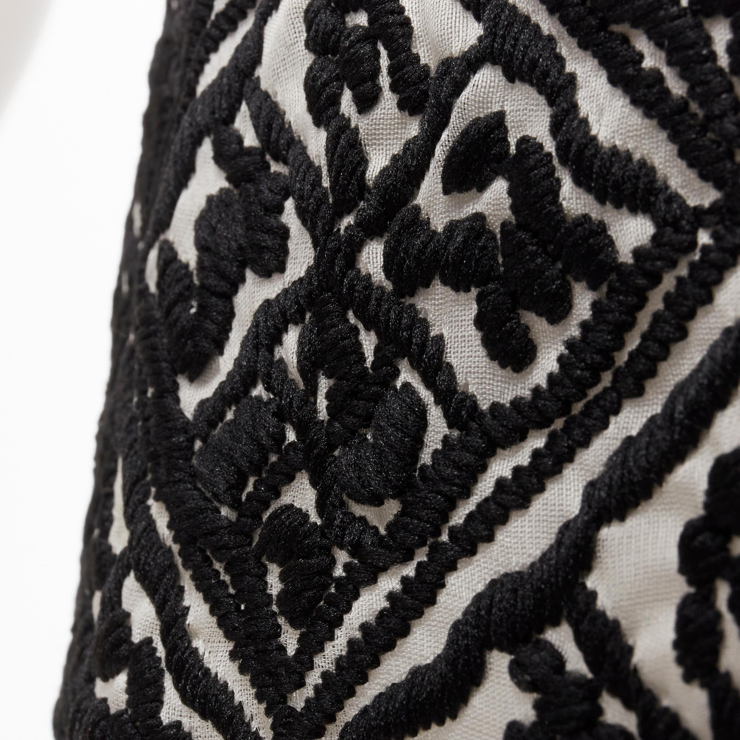GIAMBATTISTA VALLI - Robe t-shirt en coton noir à motifs géométriques et jacquard sur le devant XXS en vente 4