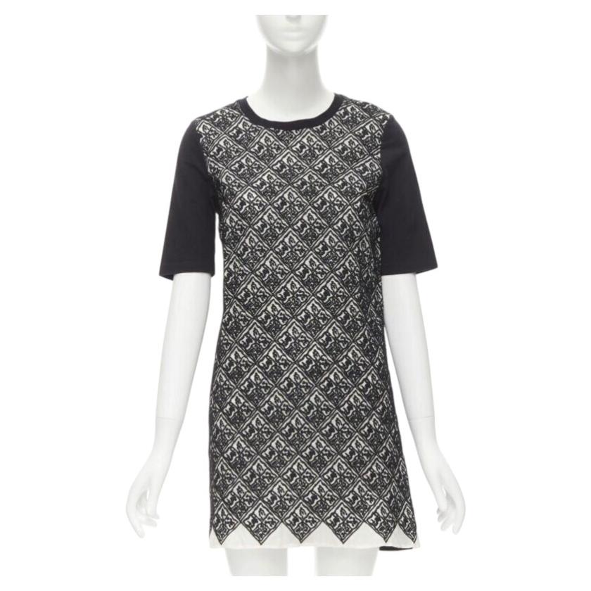 Giambattista Valli: abito t-shirt in cotone nero con motivo jacquard geometrico XXS in vendita