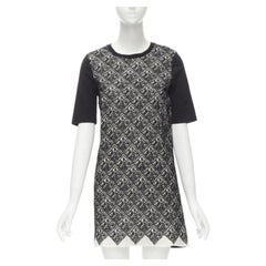 GIAMBATTISTA VALLI geometric jacquard front black cotton t-shirt dress XXS