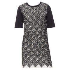 zara black and white geometric dress GIAMBATTISTA VALLI geometric jacquard front black cotton t-shirt dress XXS