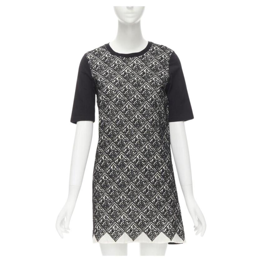 Giambattista Valli: abito t-shirt in cotone nero con motivo jacquard geometrico XXS in vendita
