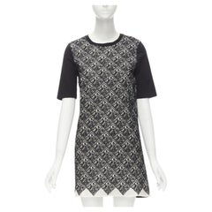 GIAMBATTISTA VALLI geometric jacquard front black cotton t-shirt dress XXS