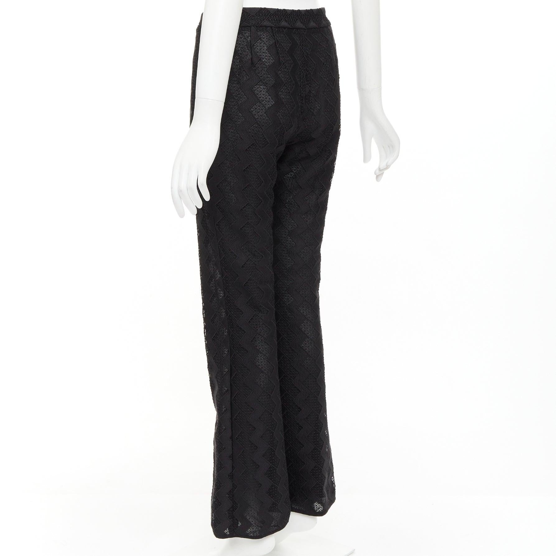 GIAMBATTISTA VALLI GIAMBA black zigzag lace lined flare pants IT40 XS For Sale 1