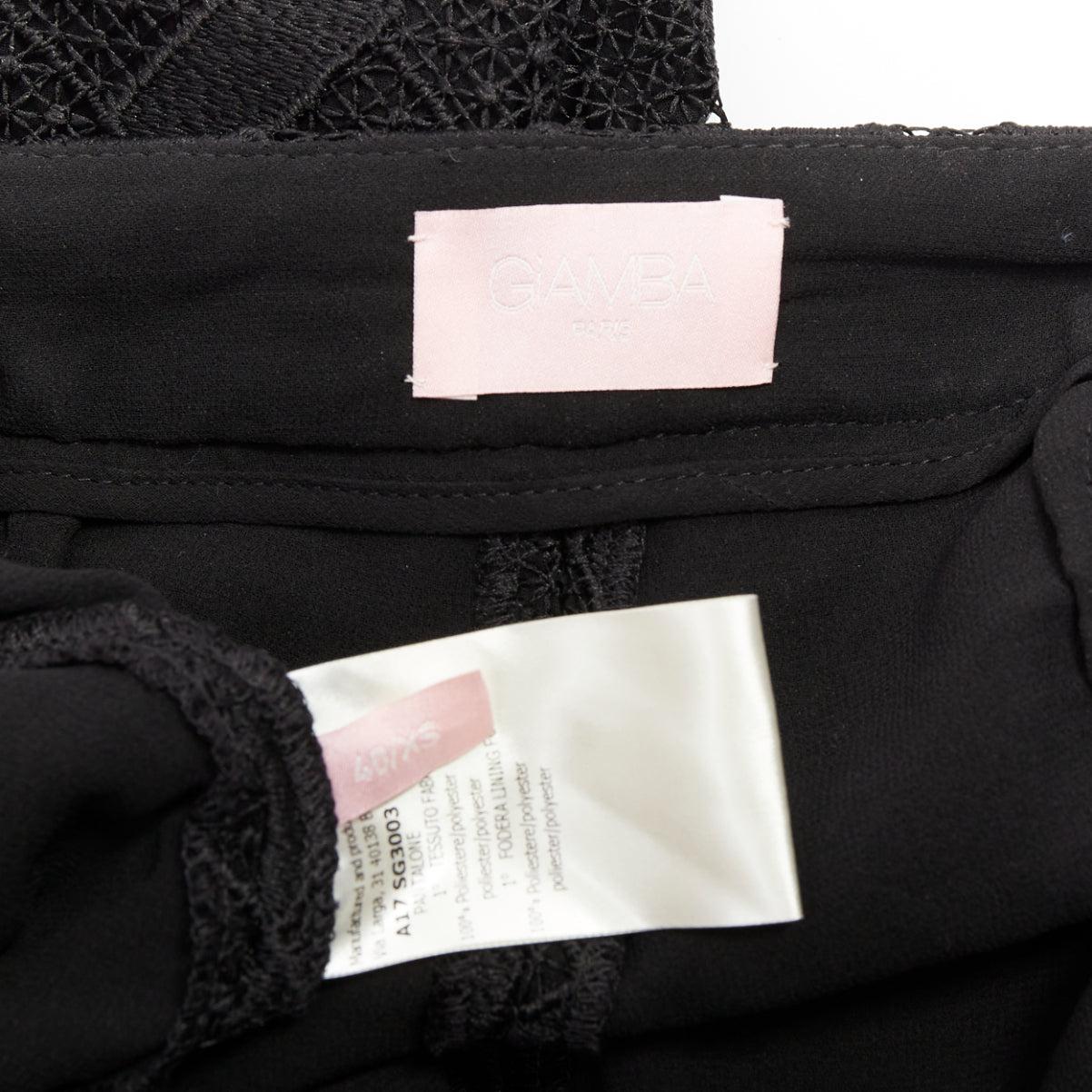 GIAMBATTISTA VALLI GIAMBA black zigzag lace lined flare pants IT40 XS For Sale 3