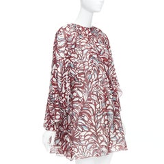 GIAMBATTISTA VALLI GIAMBA burgundy abstract print cape dress IT38 XXS