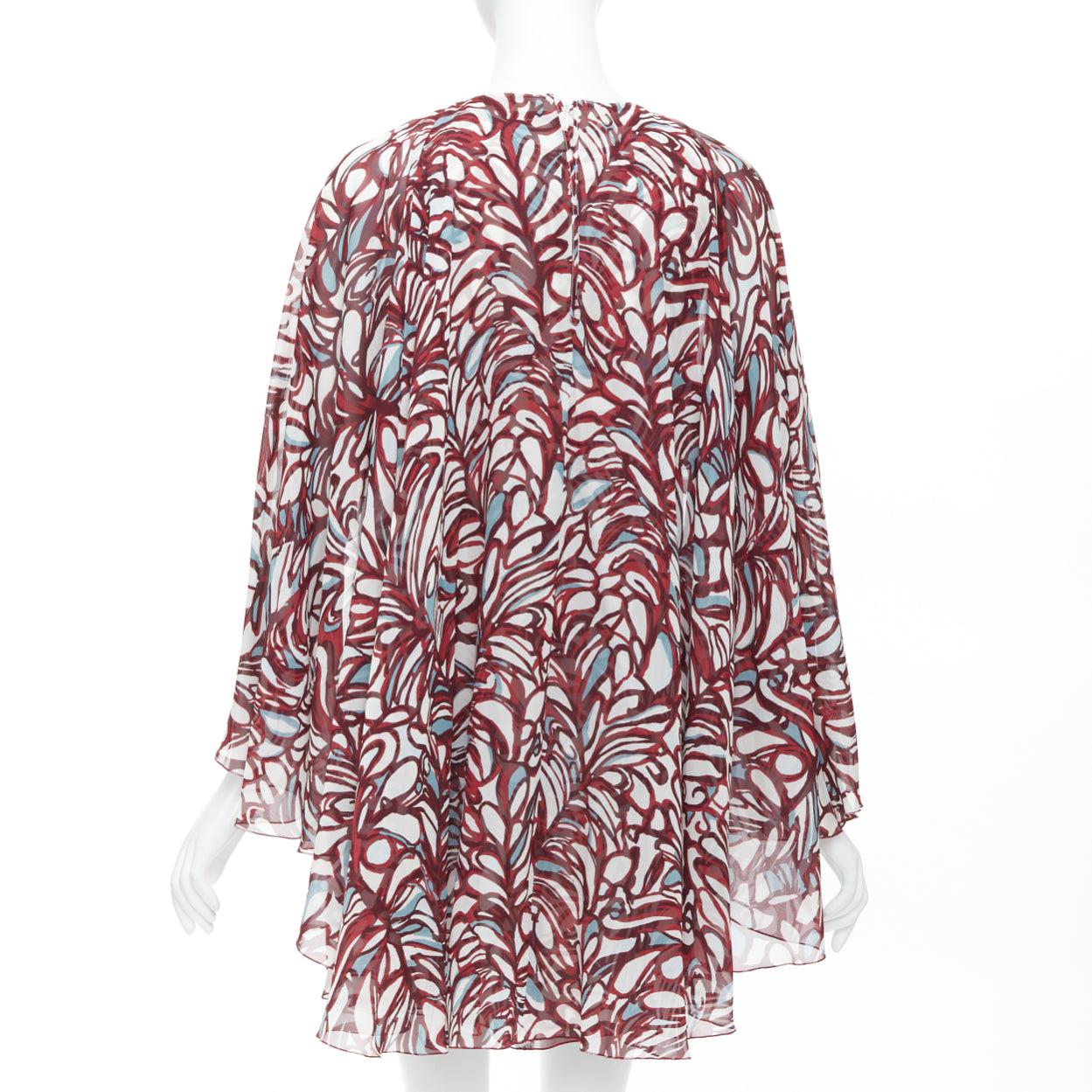 Women's GIAMBATTISTA VALLI GIAMBA burgundy abstract print cape dress IT38 XXS For Sale