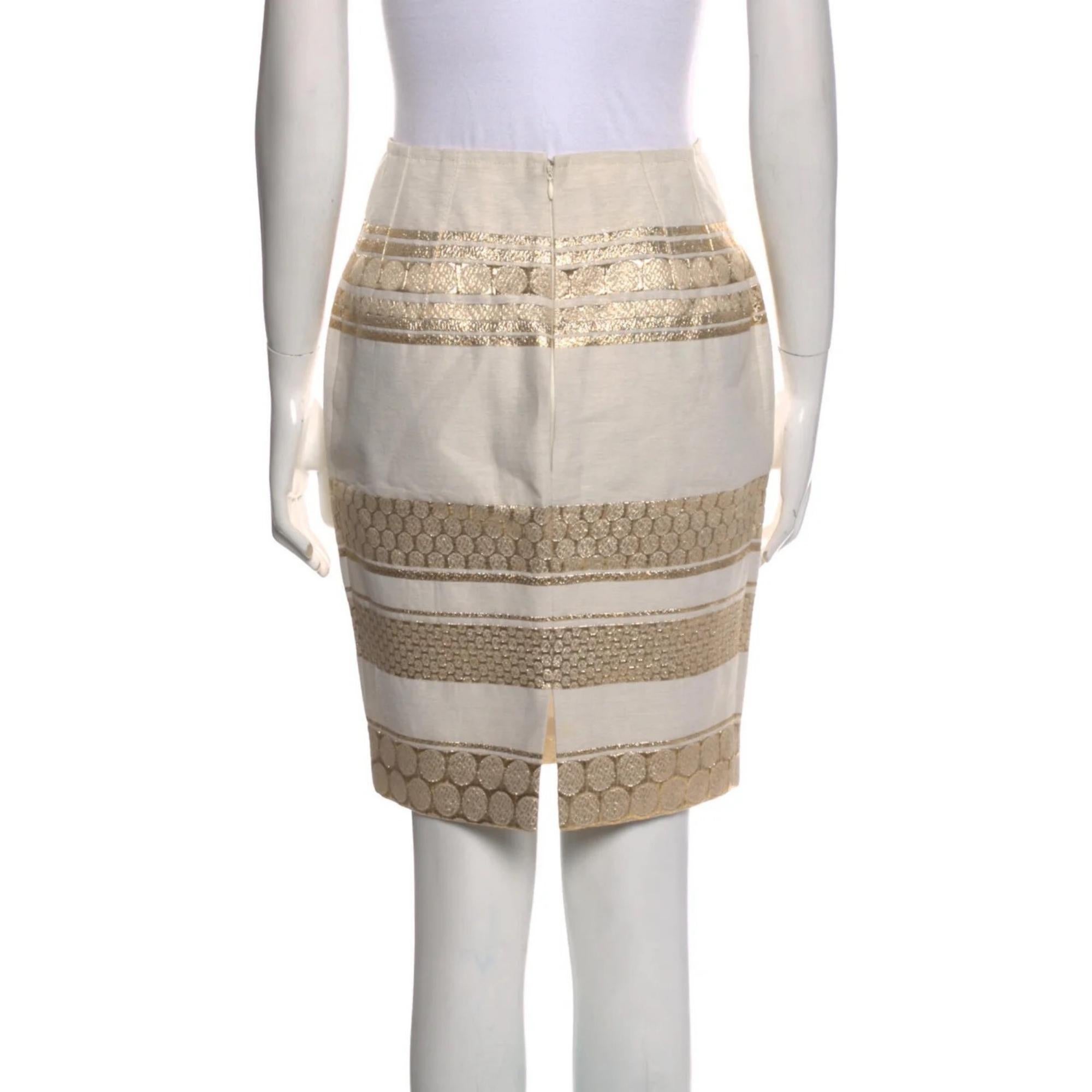 Giambattista Valli Gold Striped Skirt (SMALL  US 4) In Good Condition For Sale In Montreal, Quebec