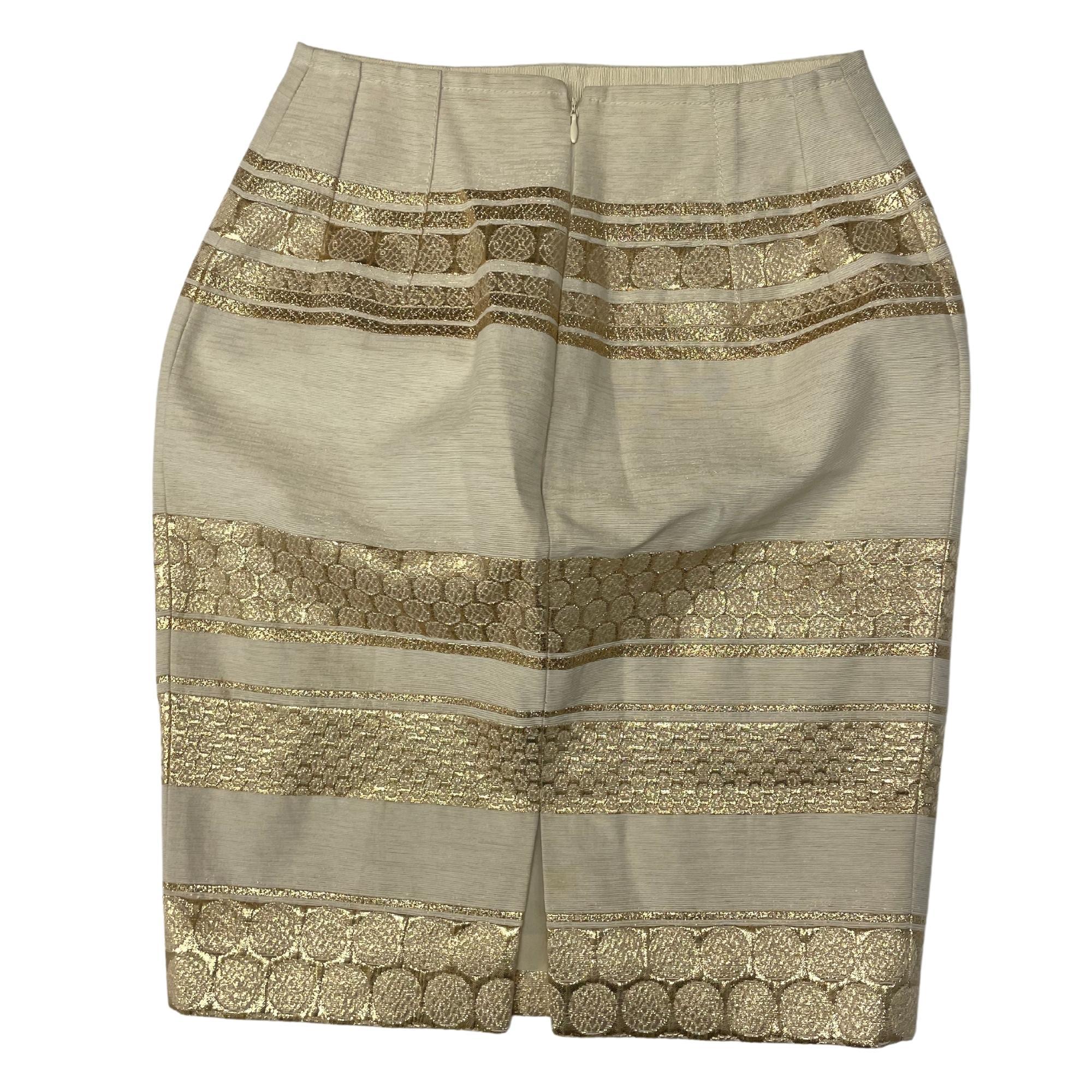 Giambattista Valli Gold Striped Skirt (SMALL  US 4) For Sale 1