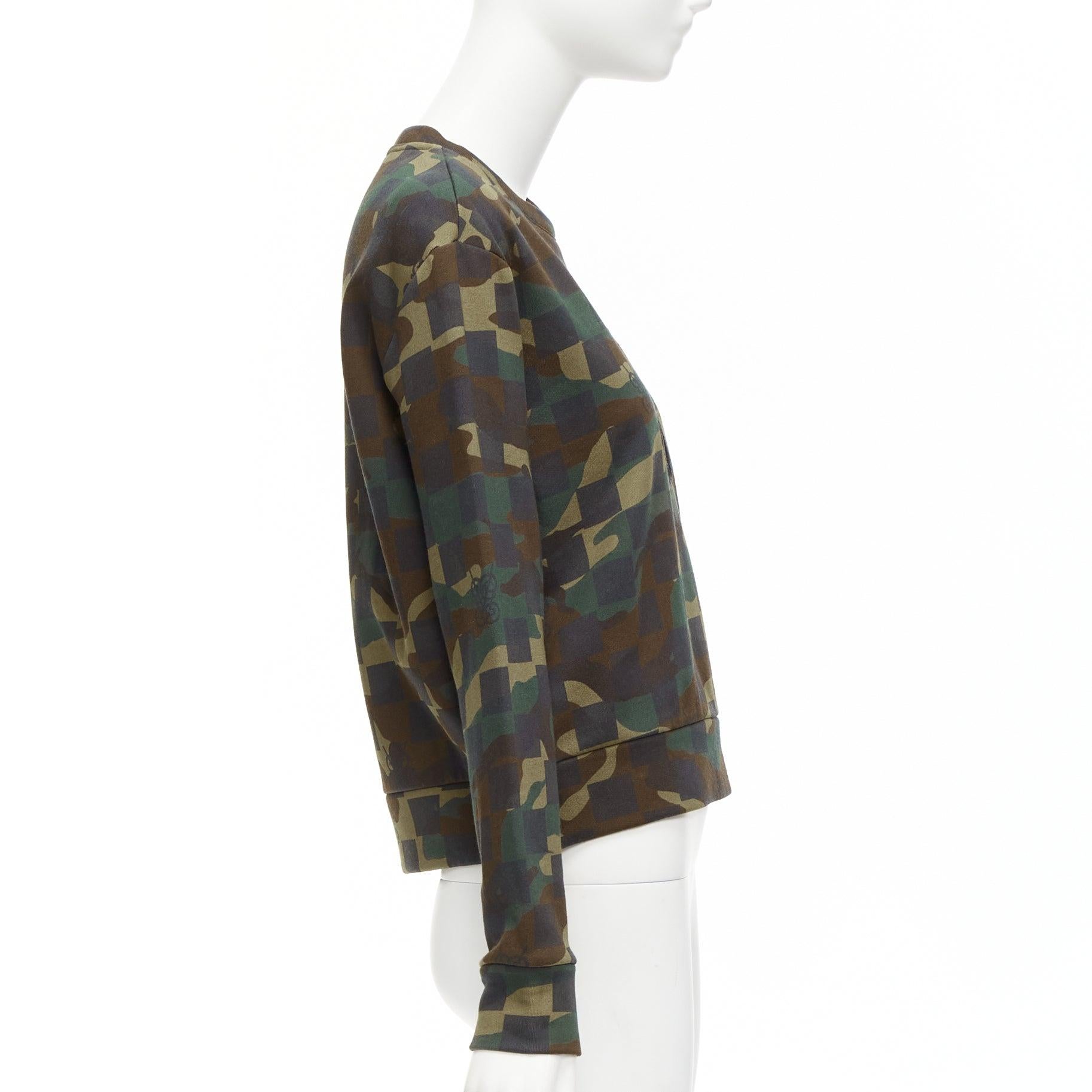 GIAMBATTISTA VALLI green graphic camouflage logo embroidery crew sweatshirt XS In Excellent Condition For Sale In Hong Kong, NT