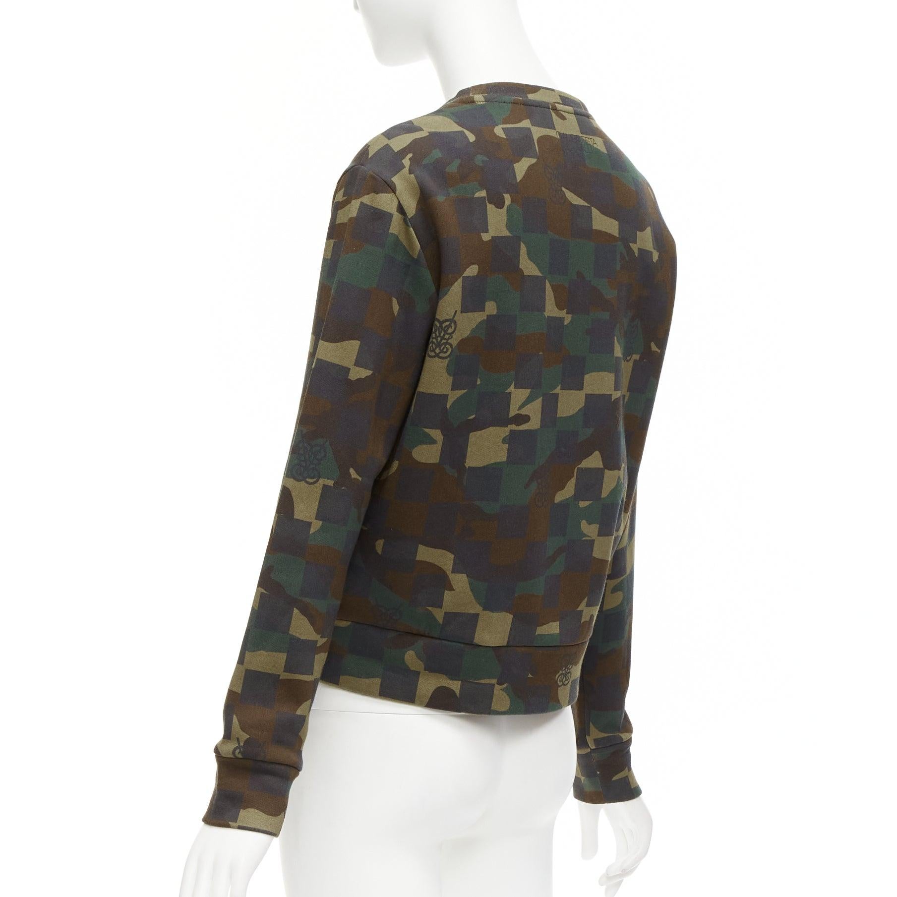 GIAMBATTISTA VALLI green graphic camouflage logo embroidery crew sweatshirt XS For Sale 1