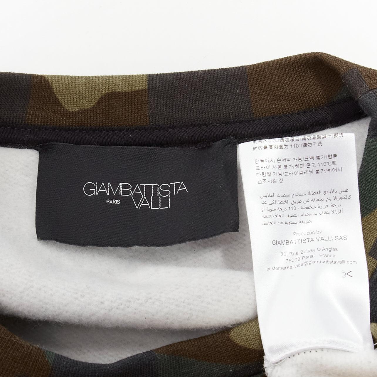 GIAMBATTISTA VALLI Sweat-shirt d'équipage brodé du logo de camouflage vert graphique XS en vente 4