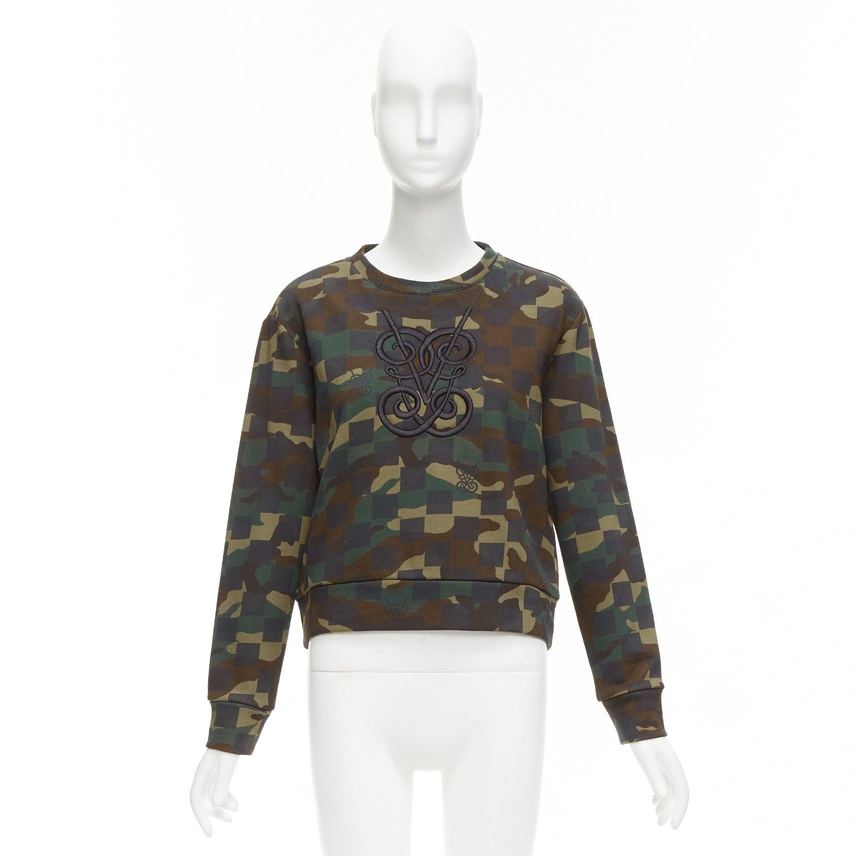 GIAMBATTISTA VALLI green graphic camouflage logo embroidery crew sweatshirt XS For Sale 4