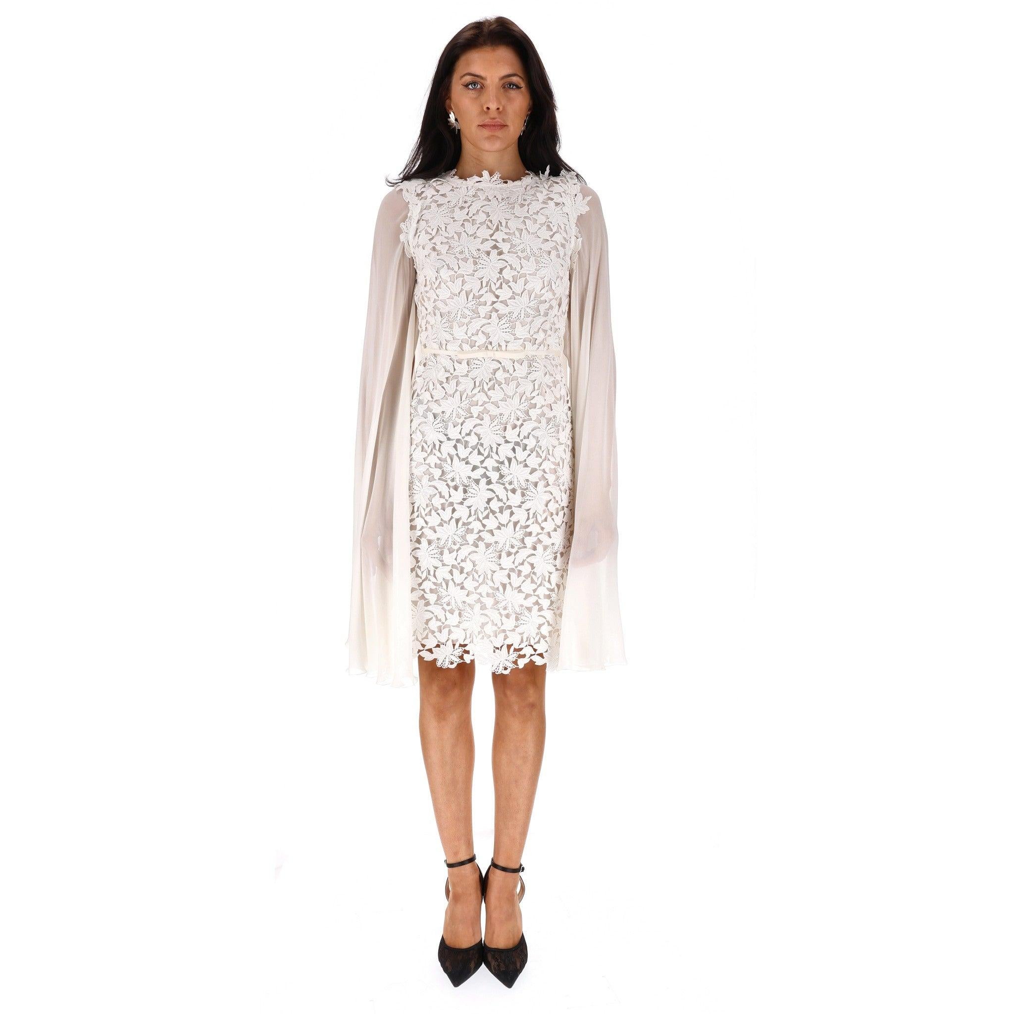 Gray Giambattista Valli Guipure Lace Cape Dress For Sale