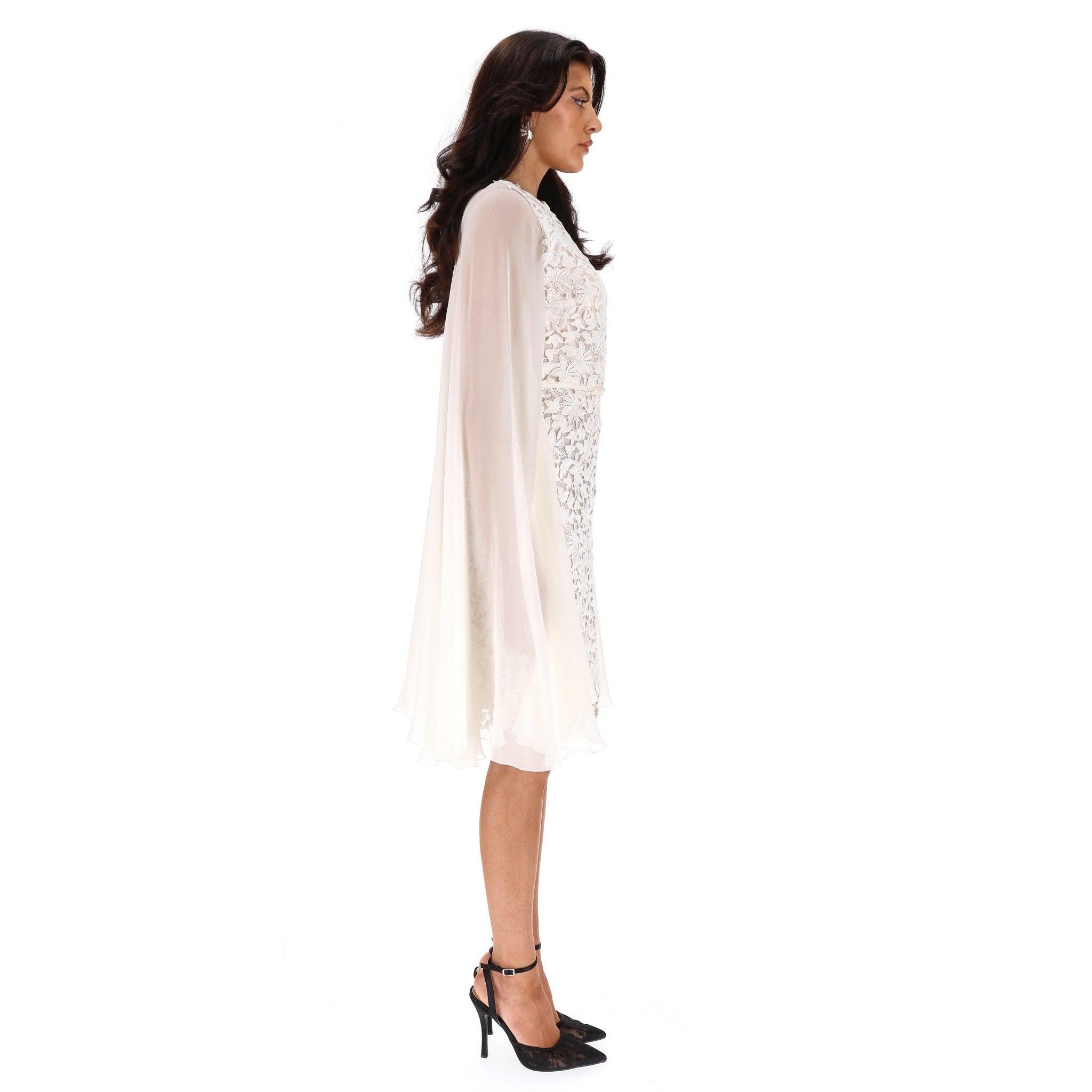 Giambattista Valli Guipure Lace Cape Dress In Excellent Condition For Sale In London, GB