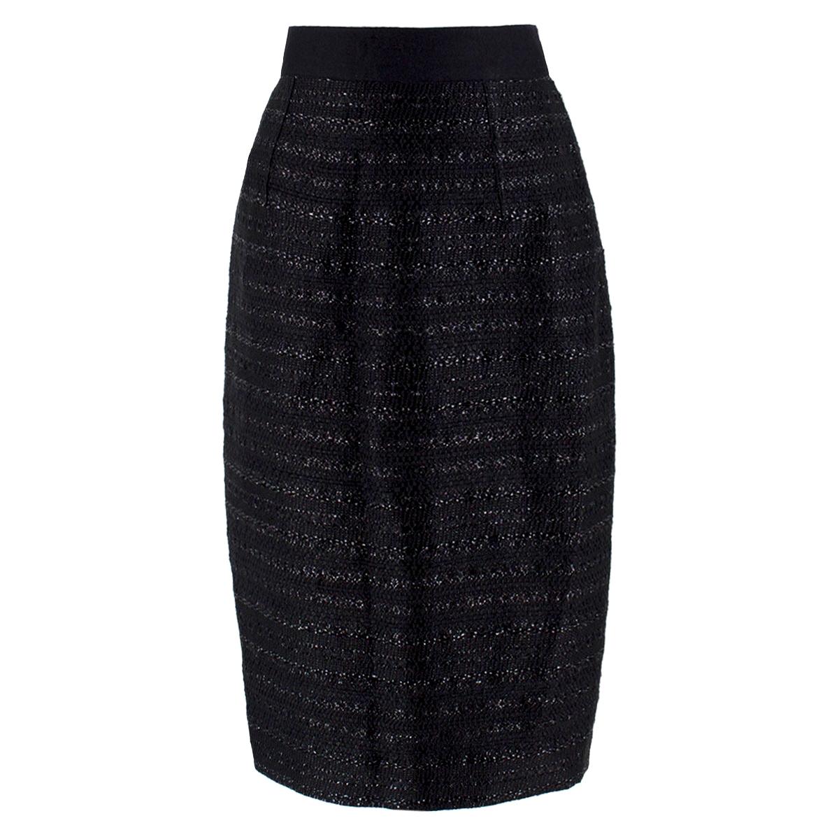 Giambattista Valli High-waisted Black Tweed Skirt - Size US 8 For Sale