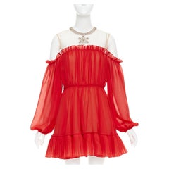 GIAMBATTISTA VALLI H&M 2019 Runway Chiffon-Kristallkette Minikleid IT40 XS