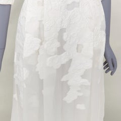GIAMBATTISTA VALLI ivory cotton silk floral cloque pleated midi dress IT40 XS