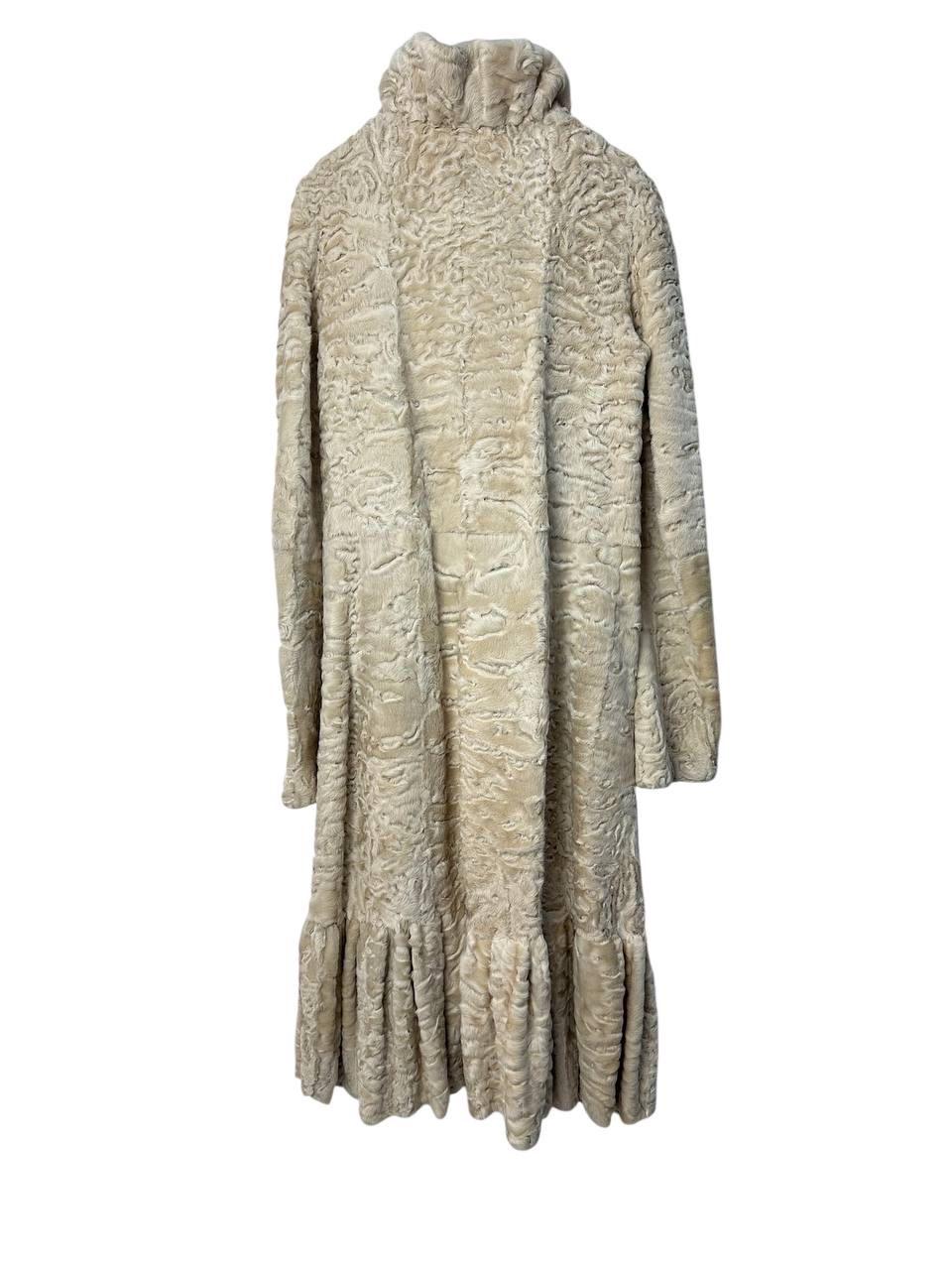 Gris Giambattista Valli Karakul Fur Ruffle Trim Coat Sz.38 en vente