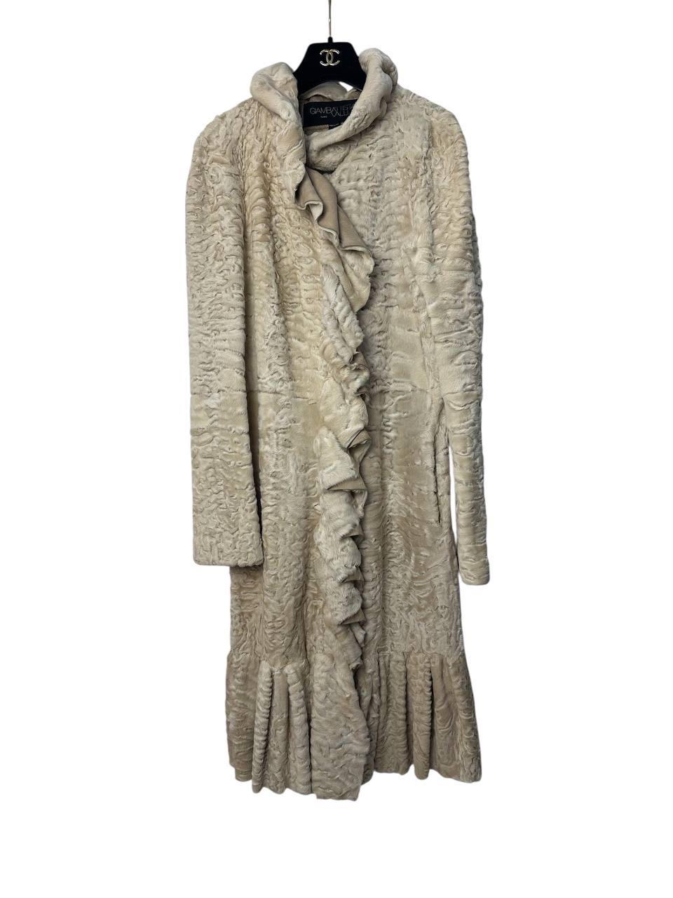 Giambattista Valli Karakul Fur Ruffle Trim Coat Sz.38 Excellent état - En vente à Krakow, PL