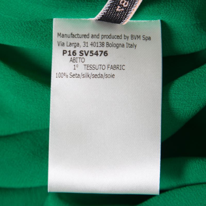 Giambattista Valli Kelly Green Silk Ruffled Tiered Sleeve Evening Gown XL In New Condition In Dubai, Al Qouz 2