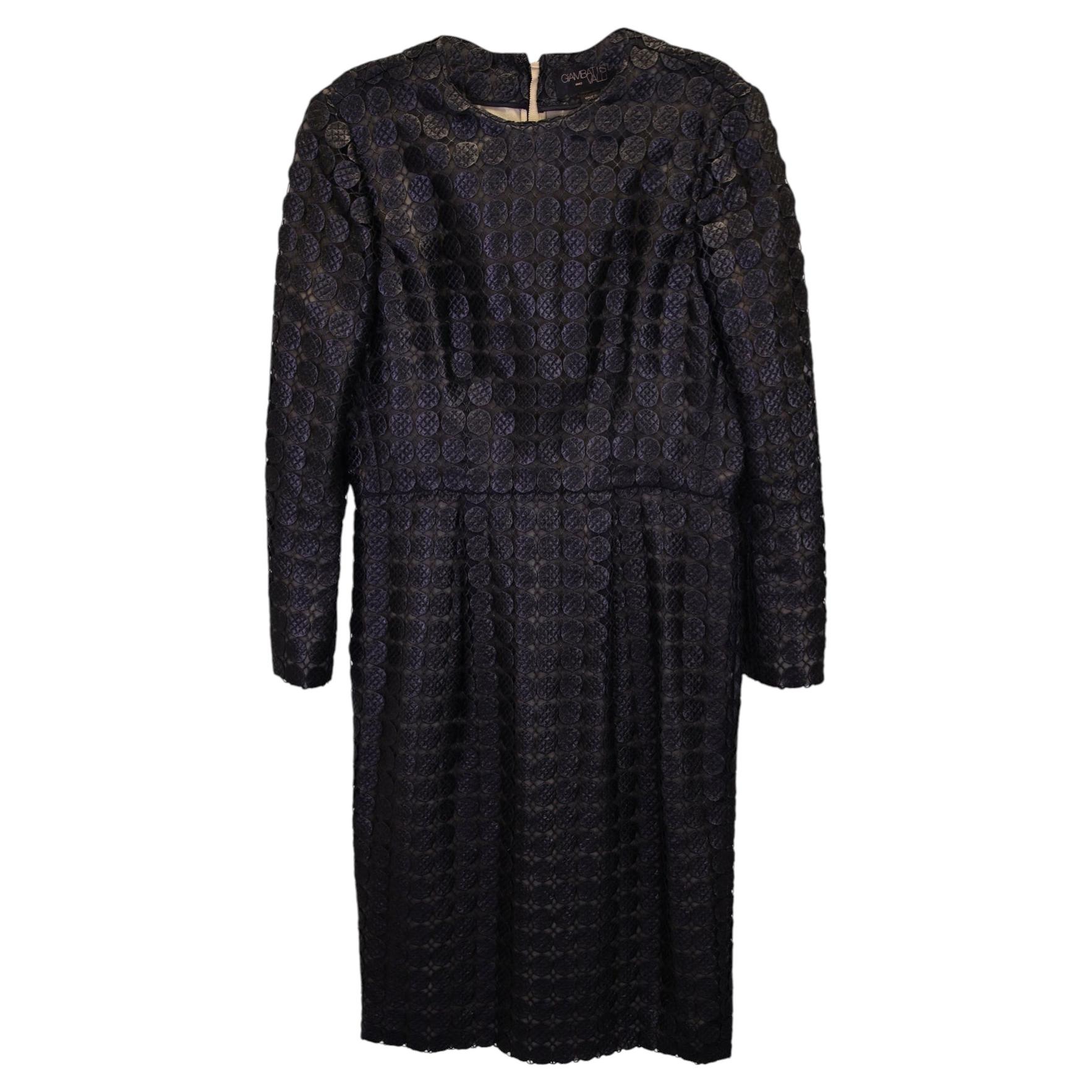 Midi-Kleid von Giambattista Valli mit Spitzenprint aus schwarzer Viskose im Angebot