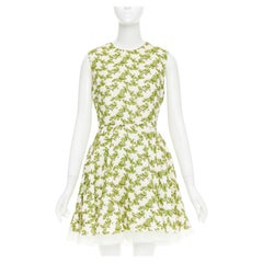 GIAMBATTISTA VALLI leaf embroidery anglais fit flare cocktail dress IT44 M