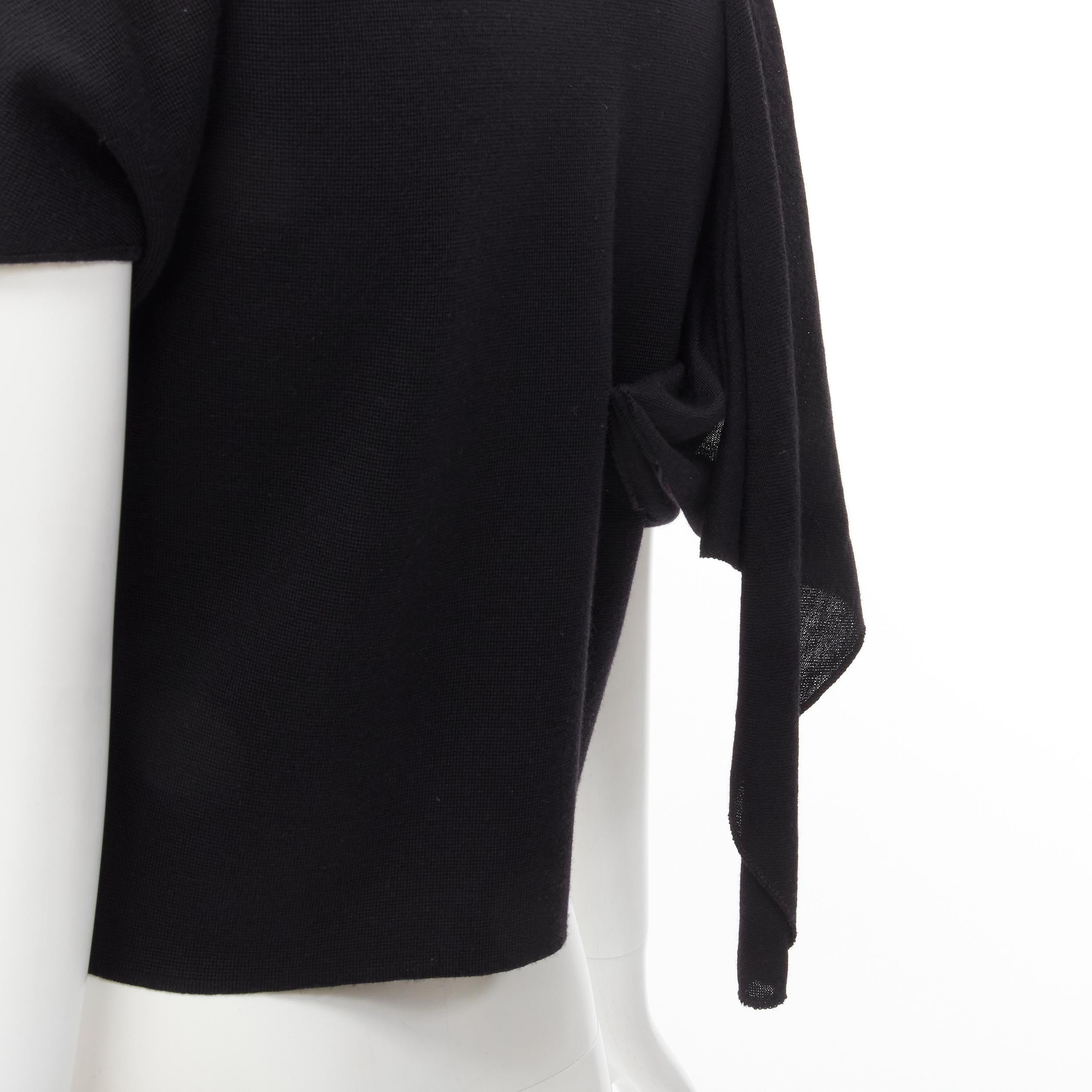 GIAMBATTISTA VALLI Maglia black wool silk cashmere draped cap sleeve cardigan S For Sale 4