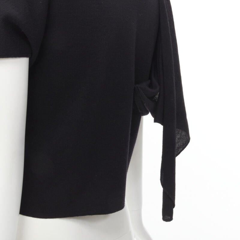 GIAMBATTISTA VALLI Maglia black wool silk cashmere draped cap sleeve cardigan S 5