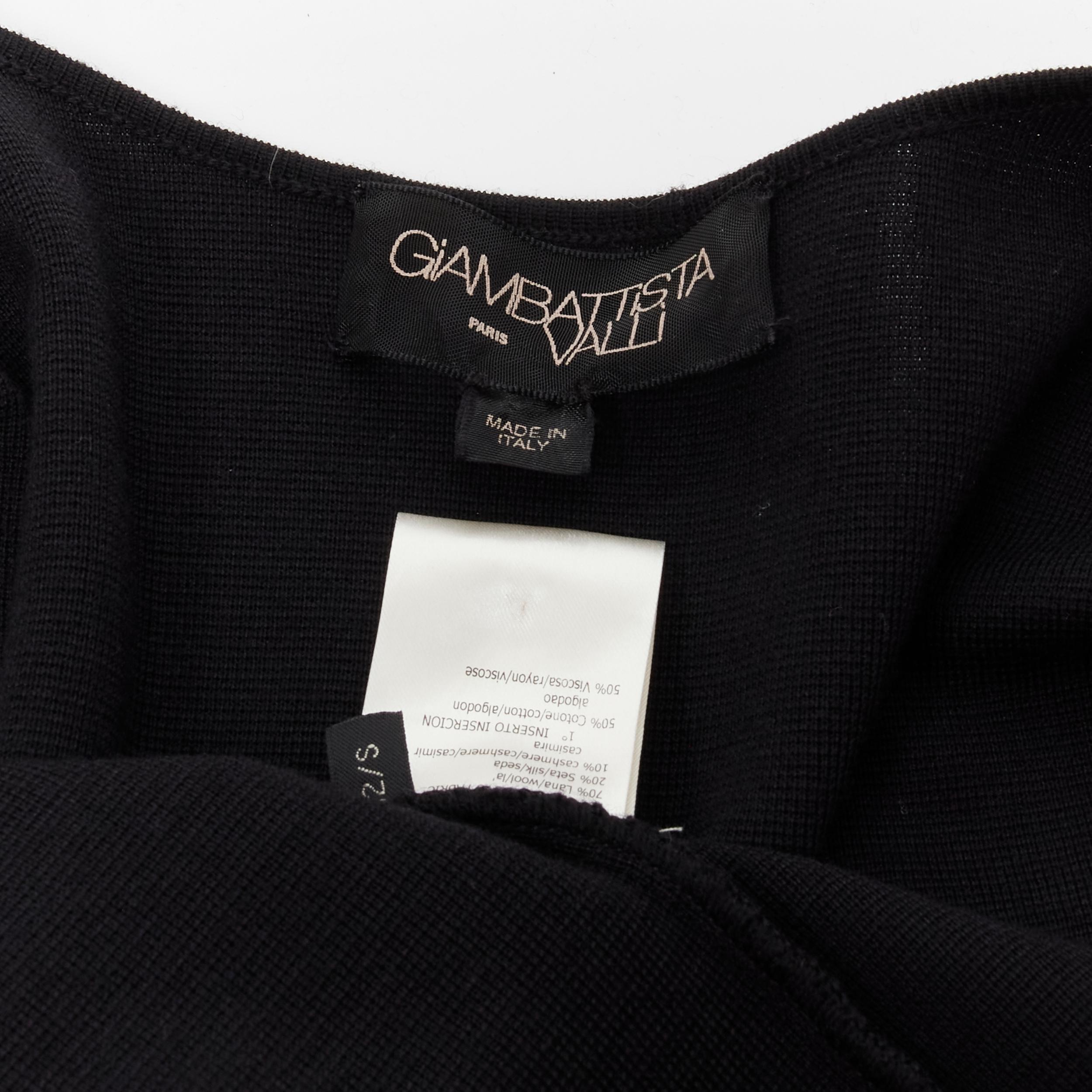 GIAMBATTISTA VALLI Maglia black wool silk cashmere draped cap sleeve cardigan S For Sale 5