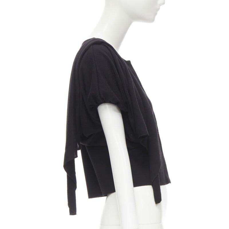 Women's GIAMBATTISTA VALLI Maglia black wool silk cashmere draped cap sleeve cardigan S