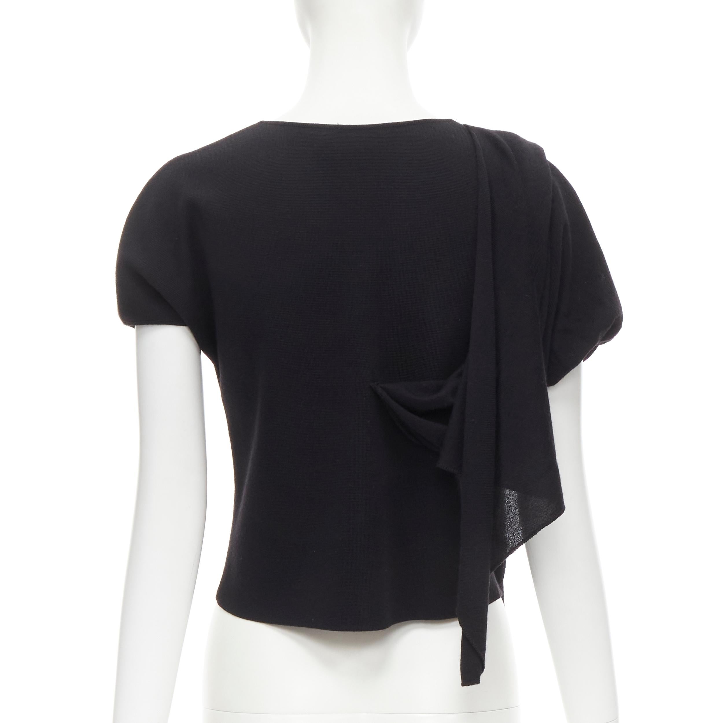 Women's GIAMBATTISTA VALLI Maglia black wool silk cashmere draped cap sleeve cardigan S For Sale