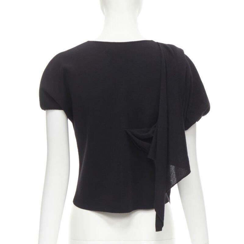 GIAMBATTISTA VALLI Maglia black wool silk cashmere draped cap sleeve cardigan S 1