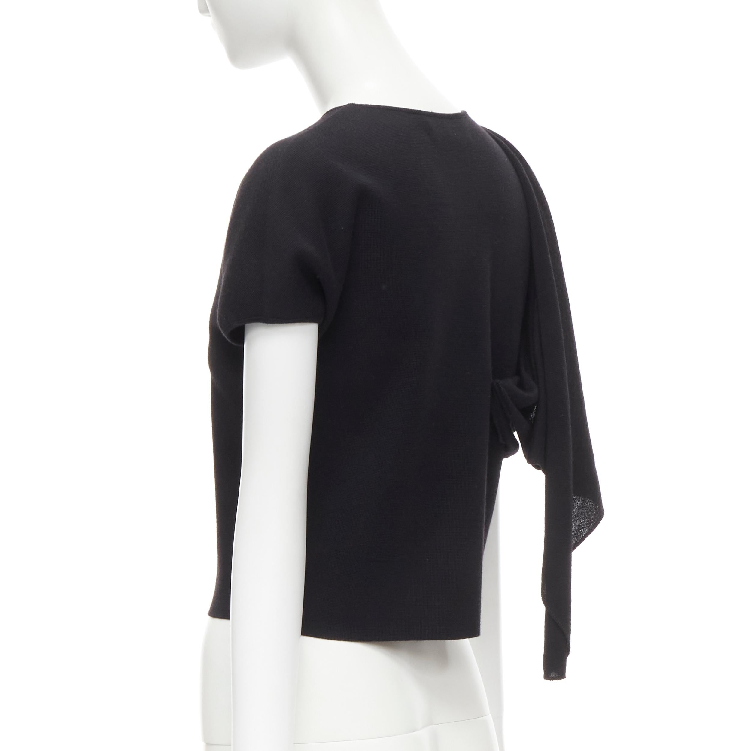 GIAMBATTISTA VALLI Maglia black wool silk cashmere draped cap sleeve cardigan S For Sale 1