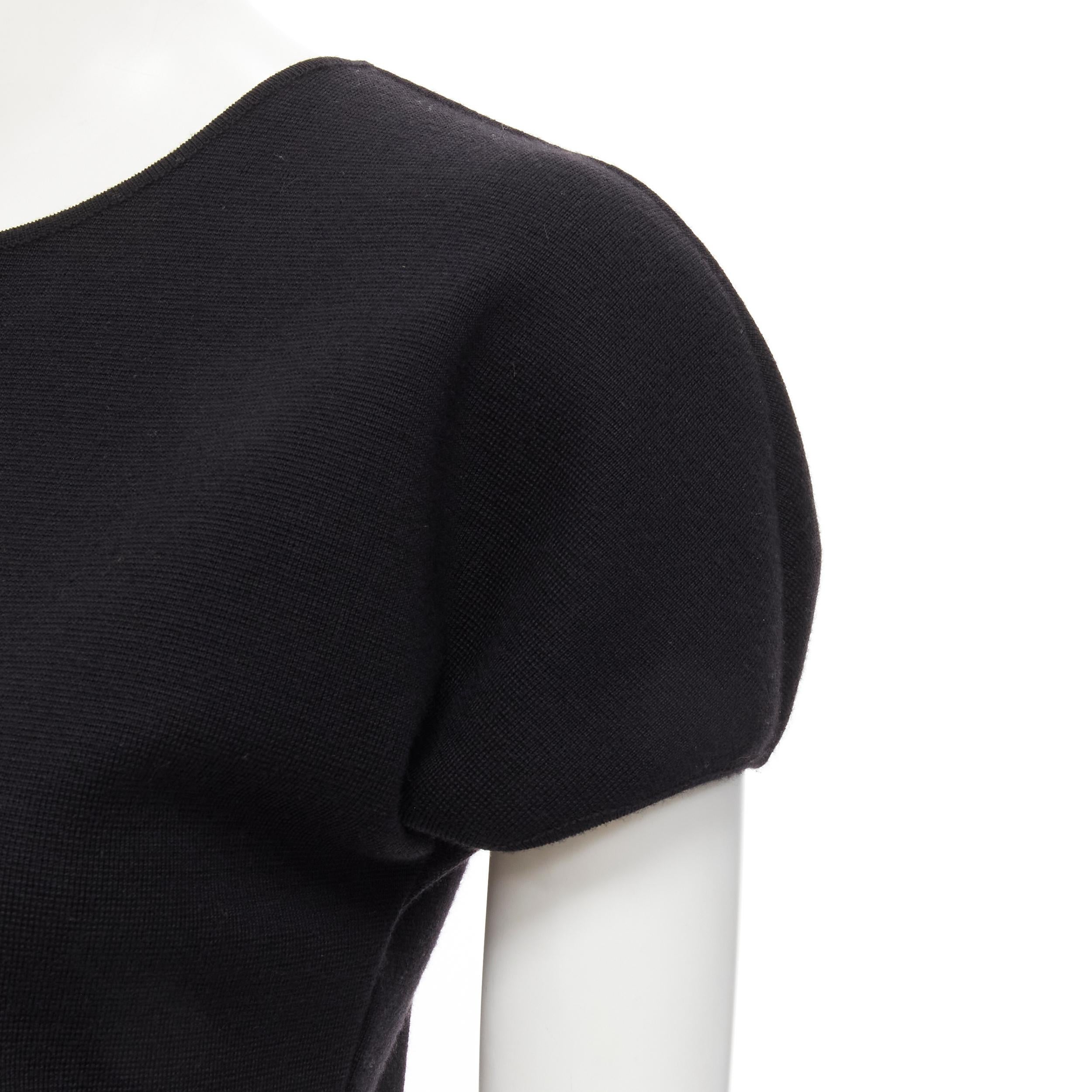 GIAMBATTISTA VALLI Maglia black wool silk cashmere draped cap sleeve cardigan S For Sale 2