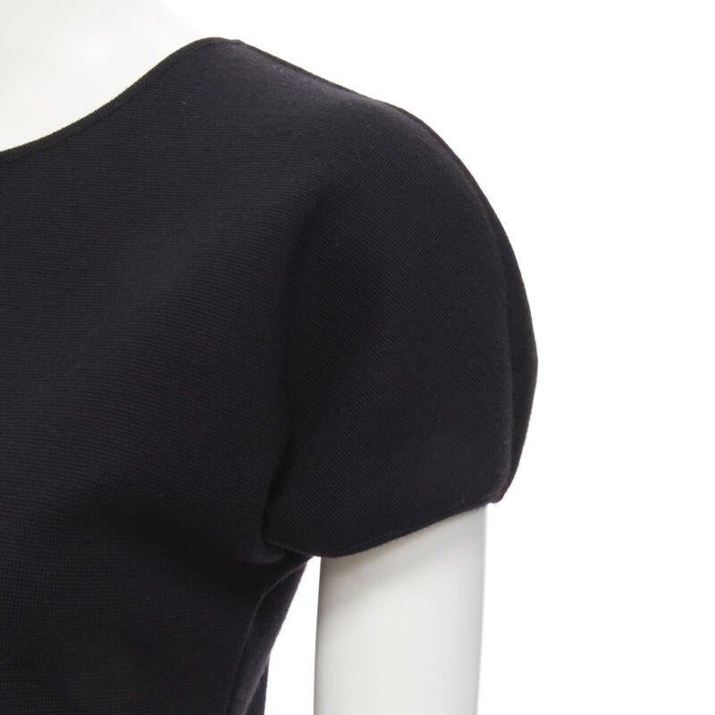GIAMBATTISTA VALLI Maglia black wool silk cashmere draped cap sleeve cardigan S 3
