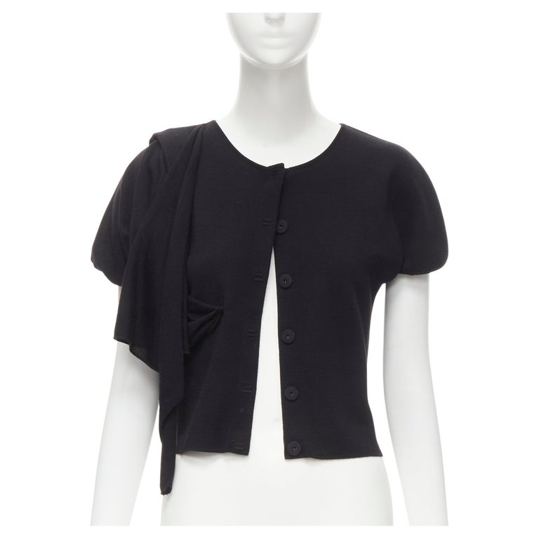 GIAMBATTISTA VALLI Maglia black wool silk cashmere draped cap 