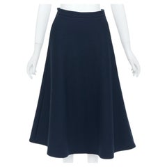 GIAMBATTISTA VALLI navy polyester structured A line flared midi skirt IT38 XS