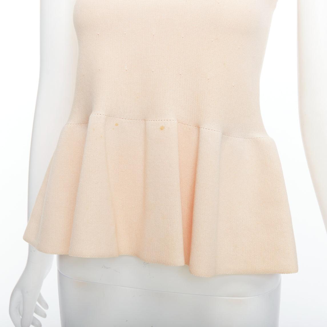 GIAMBATTISTA VALLI nude cotton sheer panel peplum top XXS For Sale 2