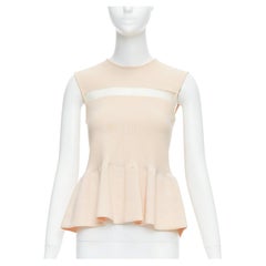 GIAMBATTISTA VALLI nude cotton sheer panel peplum top XXS