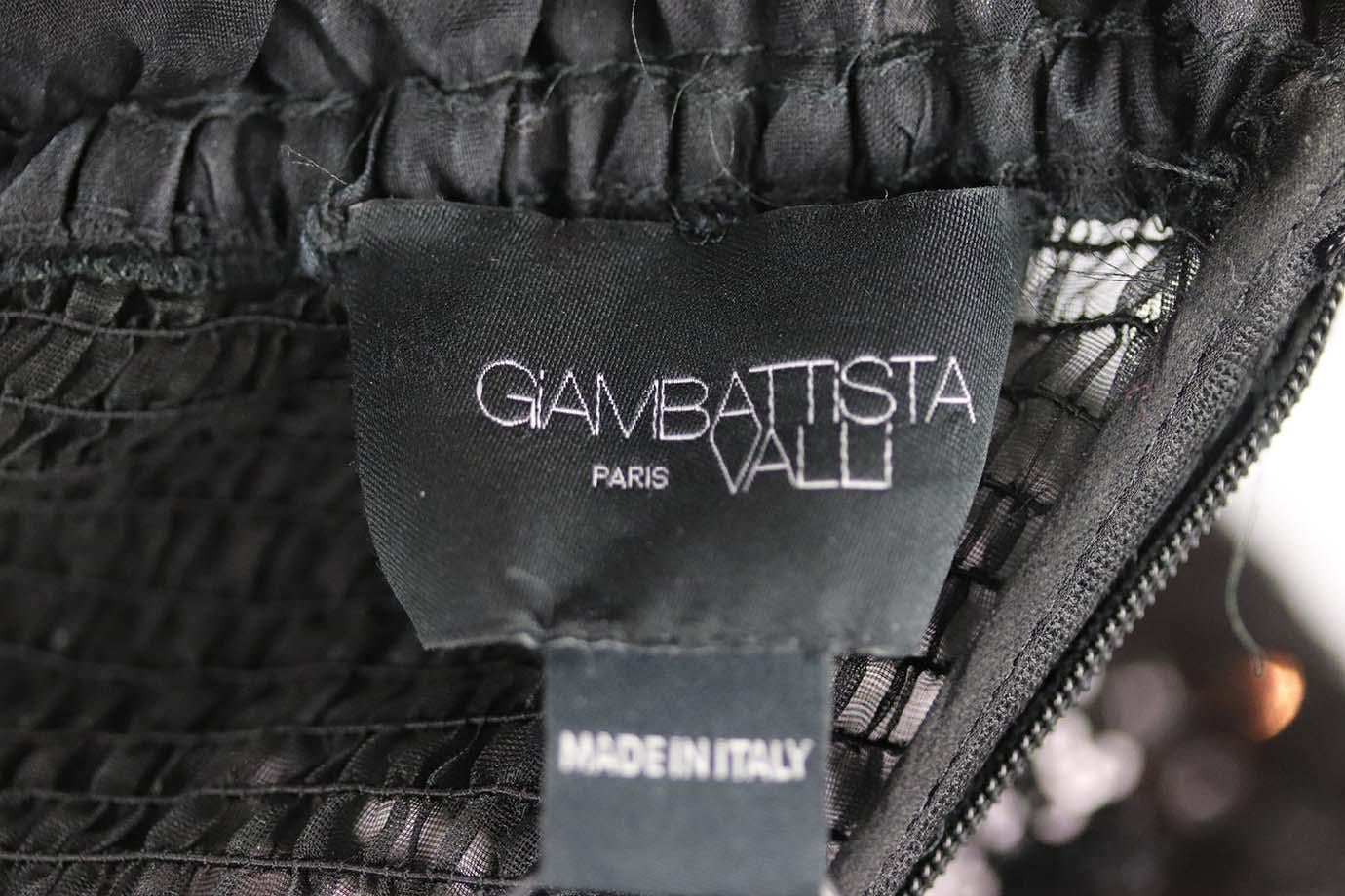 Giambattista Valli Mini vestido de crepé bordado sin hombros IT 42 UK 10 Negro