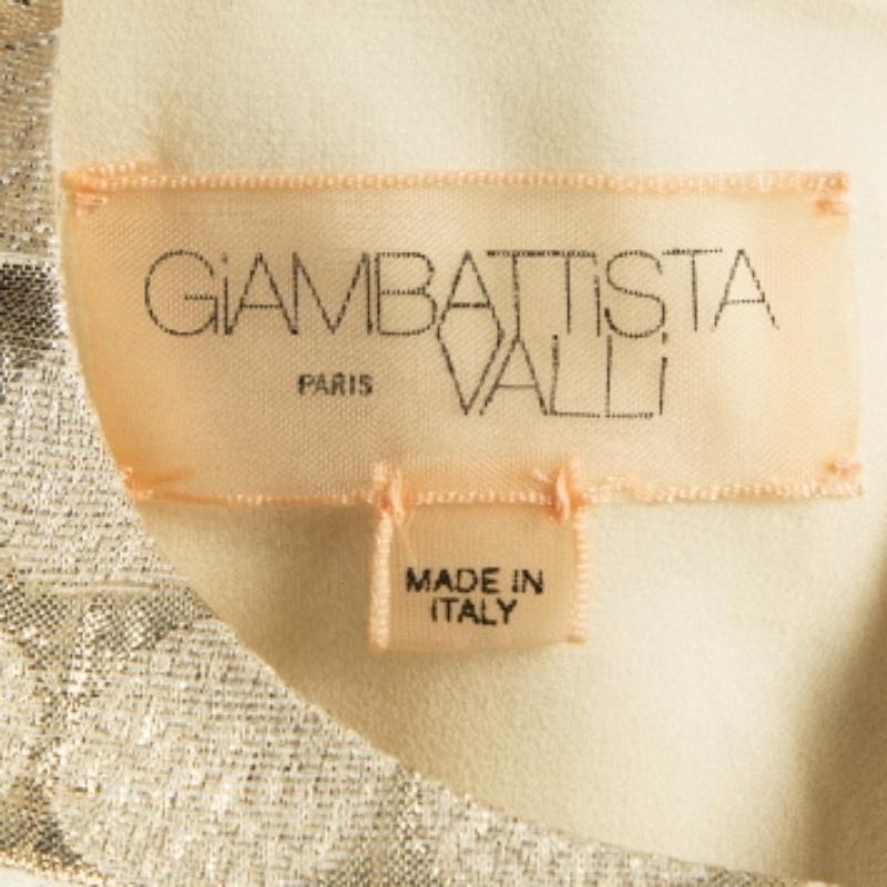 Giambattista Valli Off White Lurex Brocade Striped Cotton Sleeveless Dress M For Sale 4