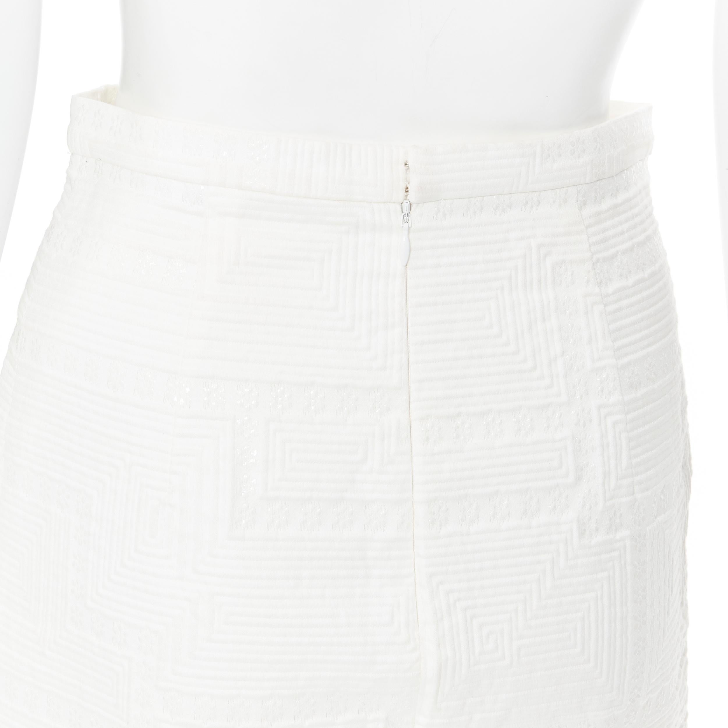 GIAMBATTISTA VALLI P15 white cotton geometric jaquard short skirt XXS 26