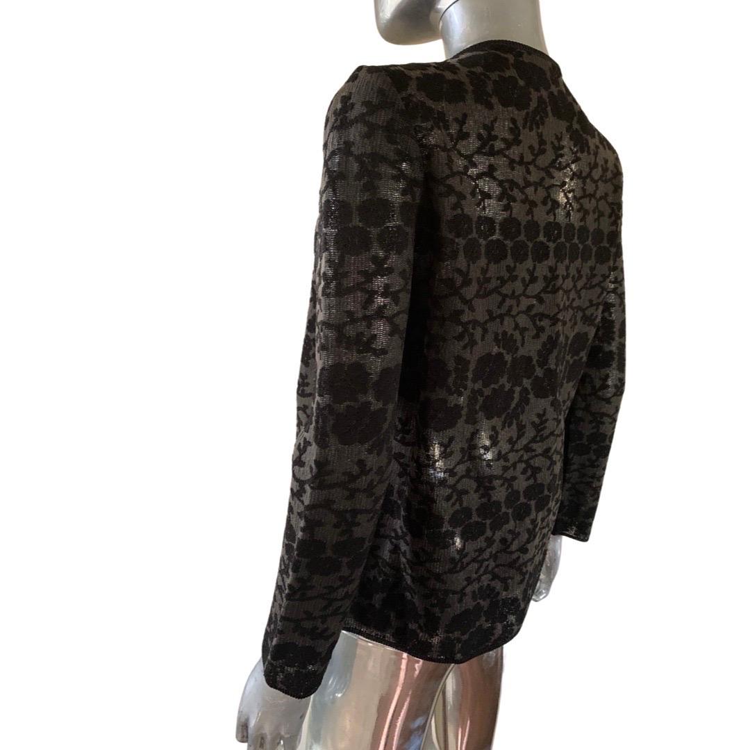 Women's Giambattista Valli Paris Black Floral Jacquard Knit Jacket, Italy NWT Size Large For Sale