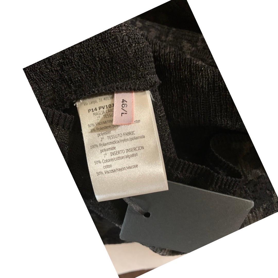 Giambattista Valli Paris Black Floral Jacquard Knit Jacket, Italy NWT Size Large For Sale 3