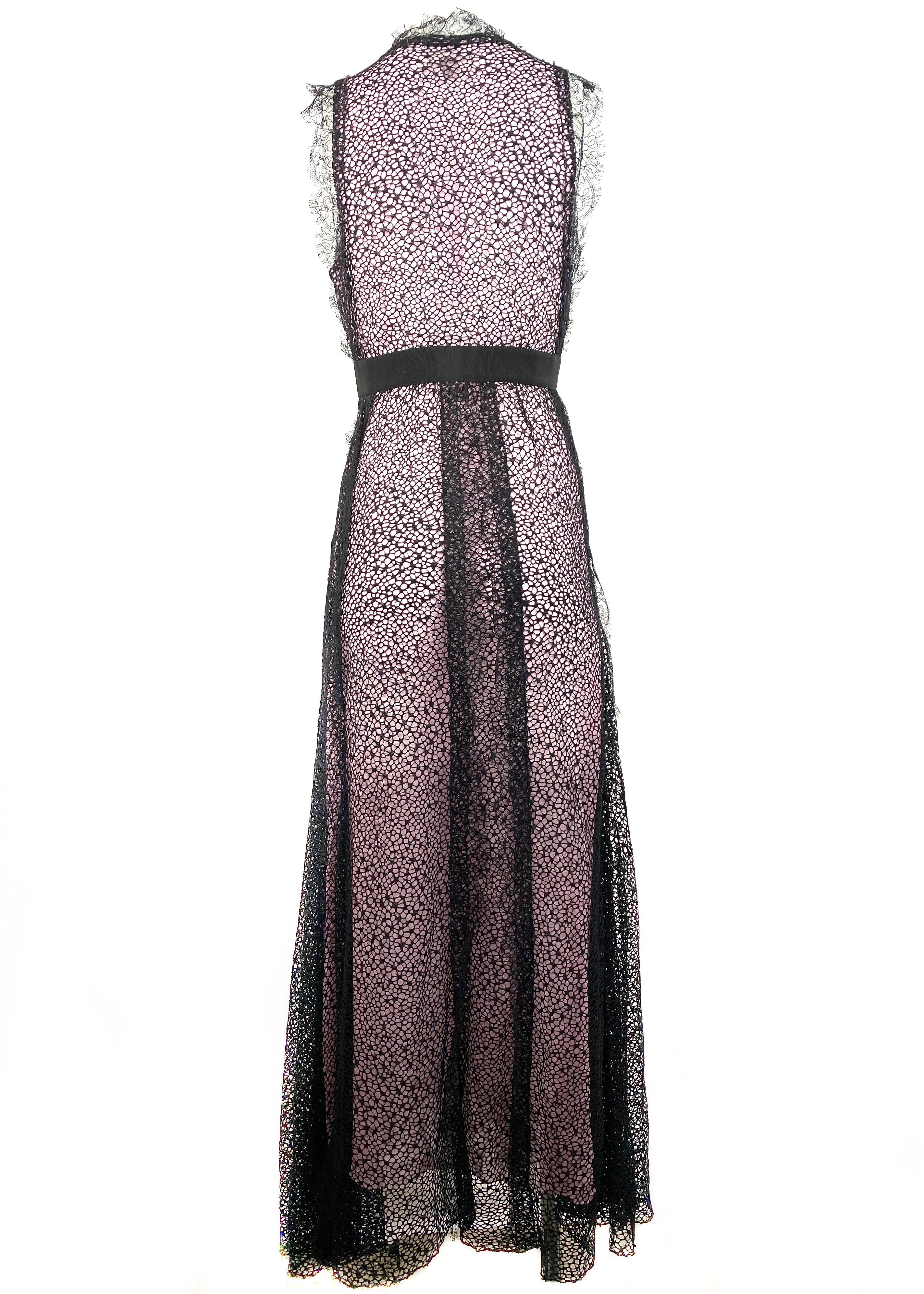 Giambattista Valli Paris Pink and Black Sleeveless Maxi Dress Size 40 1