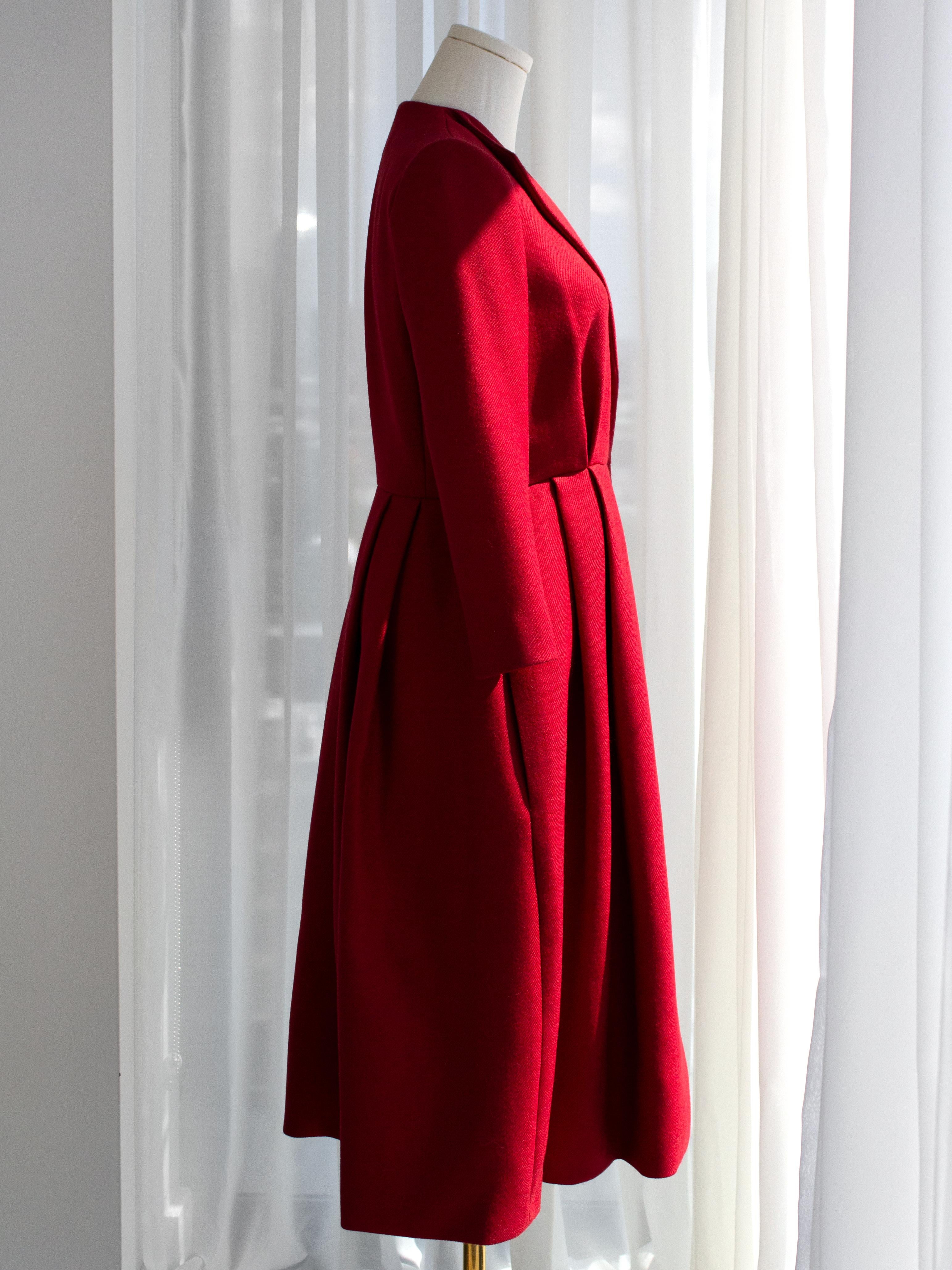 Donna Giambattista Valli Parigino Cappotto Midi a clessidra in lana rossa in vendita