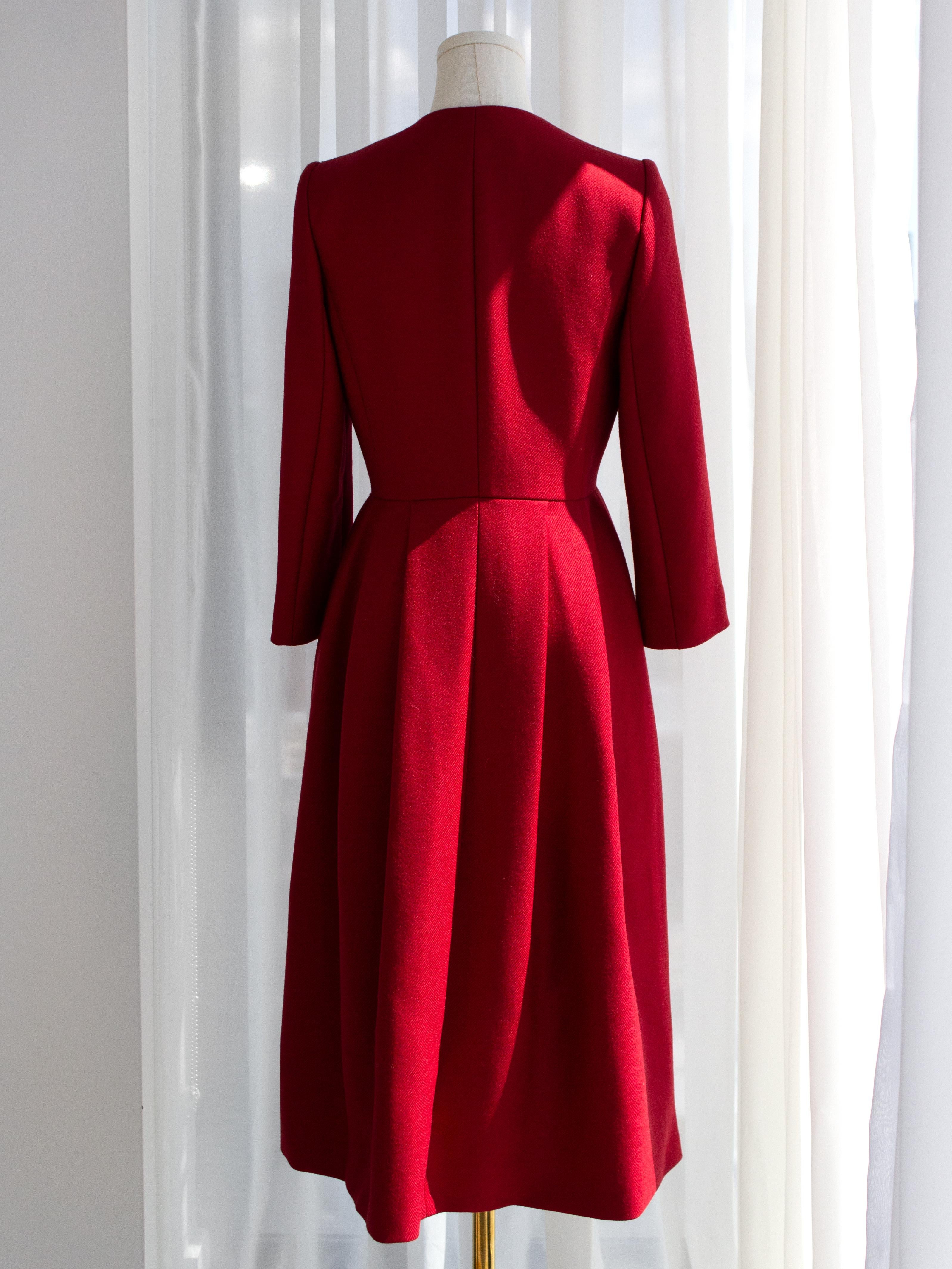 Giambattista Valli Parigino Cappotto Midi a clessidra in lana rossa in vendita 1